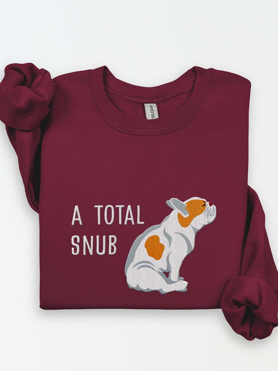 A Total Snub Sweatshirt (Embroidered) of a French Bulldog(Pied Brown) product image (1)
