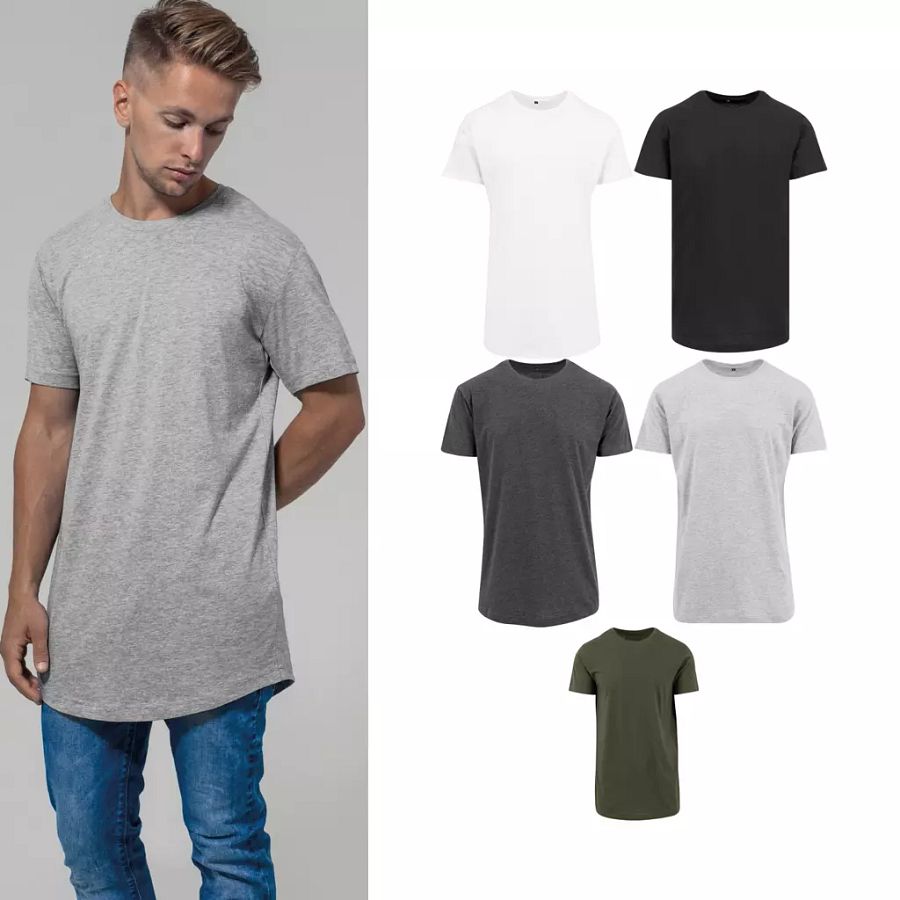 Men's Shaped Long Tee BY028 -Short Sleeve basic plain Cotton Casual T-Shirt product image (5)