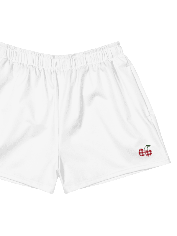 Women's Gingham Cherry Athletic Shorts, White product image (1)