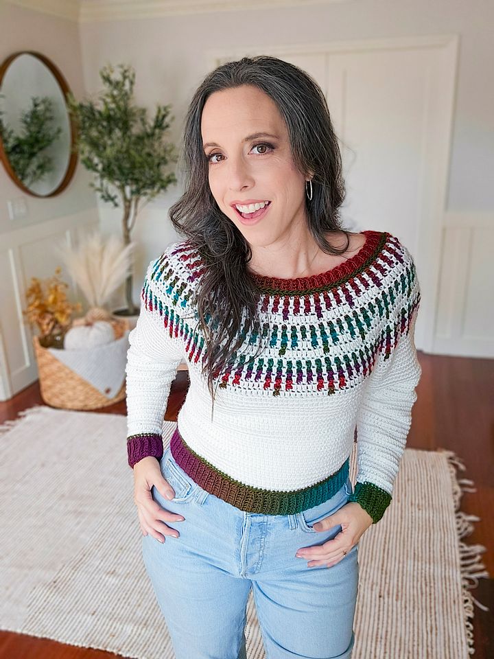 Crochet Mosaic Ridge Pullover Pattern (XS-5X + Video Tutorial) product image (1)