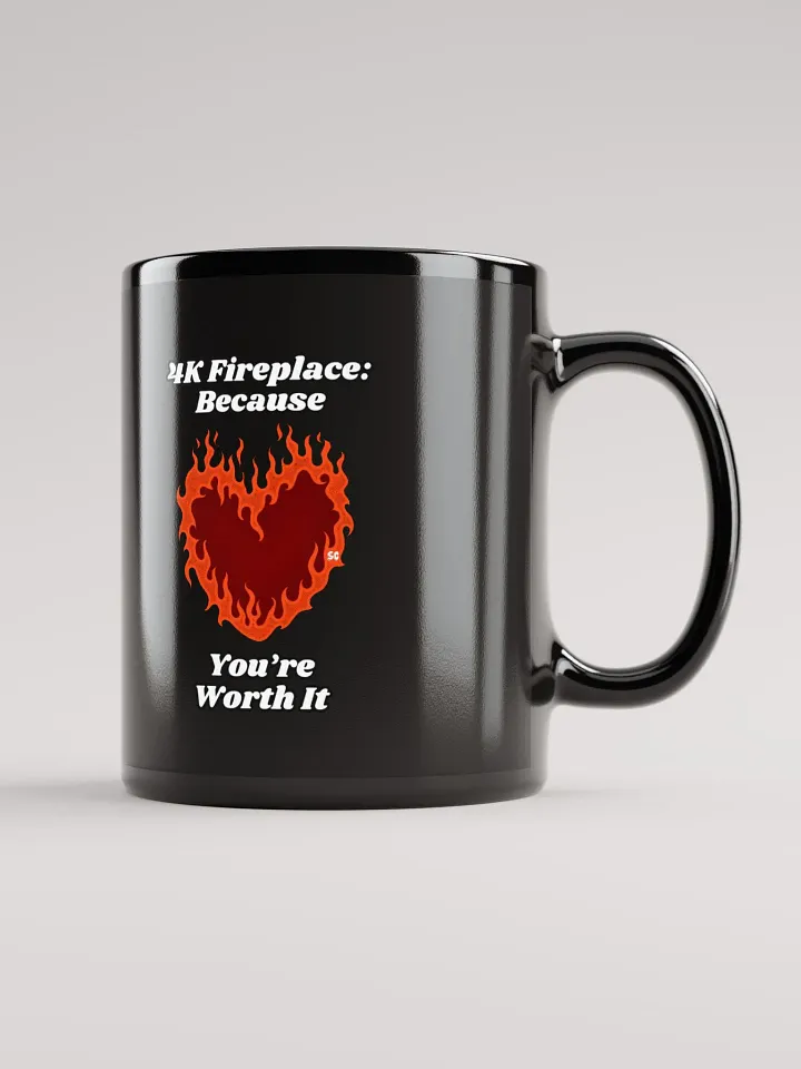 Flaming Heart - 4K Fireplace: Because You're Worth It | Black Glossy Mug product image (1)