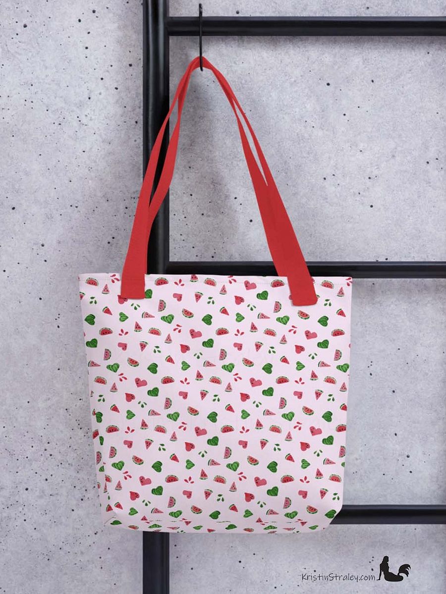 Tossed Watermelons and Hearts on Pink Reusable Tote Bag product image (5)