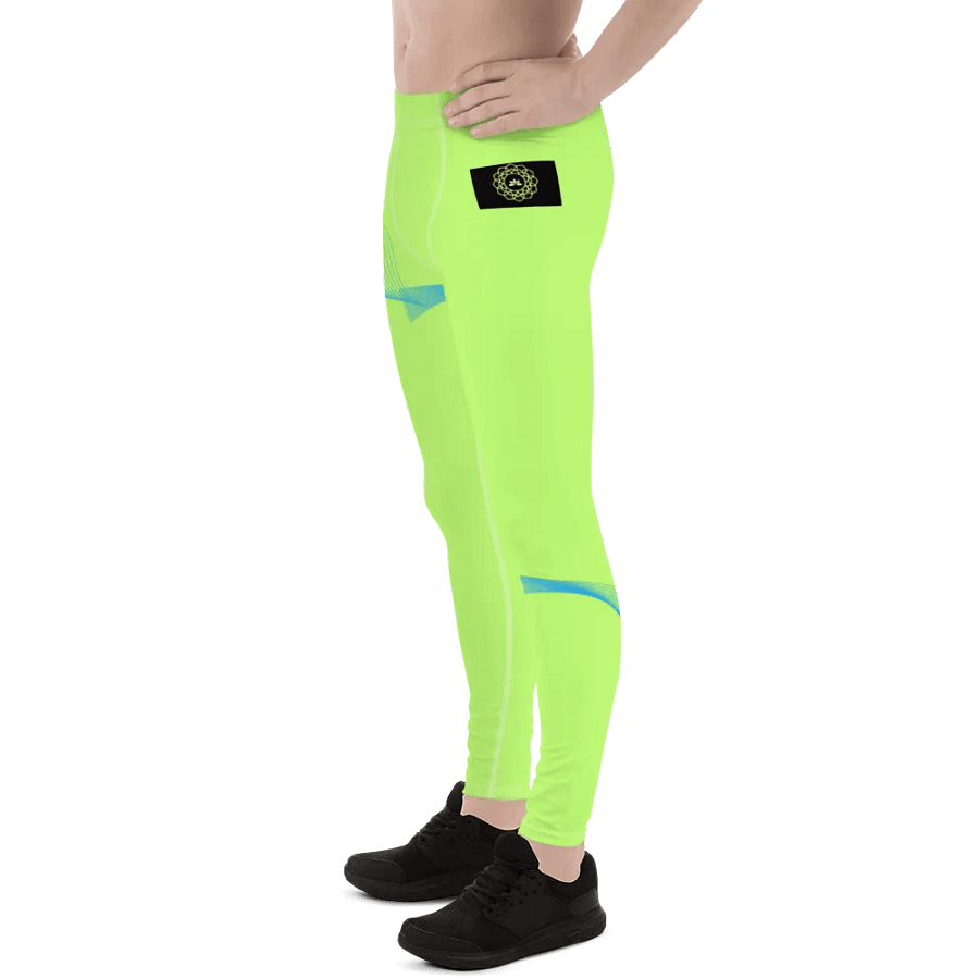 Flowing Blue Wave Men's Leggings_Lime product image (9)