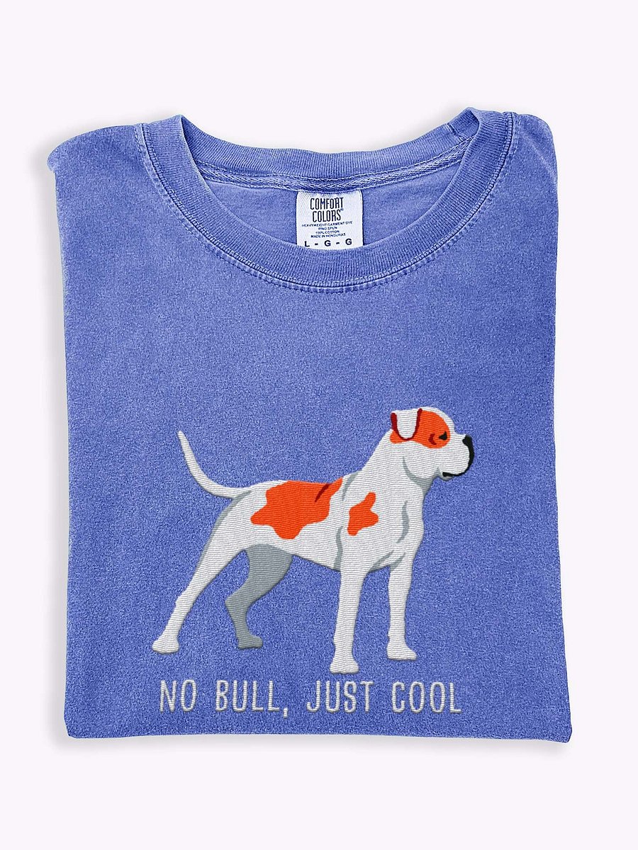No Bull, Just Cool T-Shirt(Embroidered) of an American Bulldog(Red) product image (1)