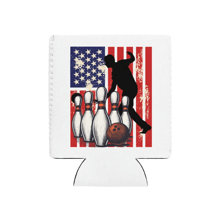 Flag American Bowling Stars & Strikes Can Cooler product image (1)