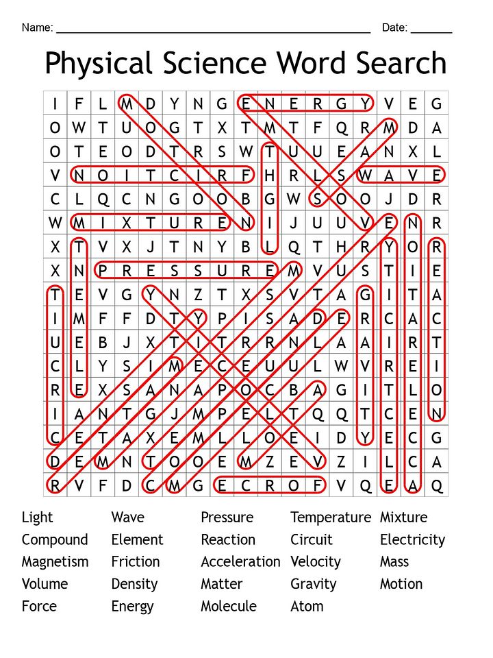 Physical Science Word Search - 24 Terms | Printable Science Puzzle product image (2)