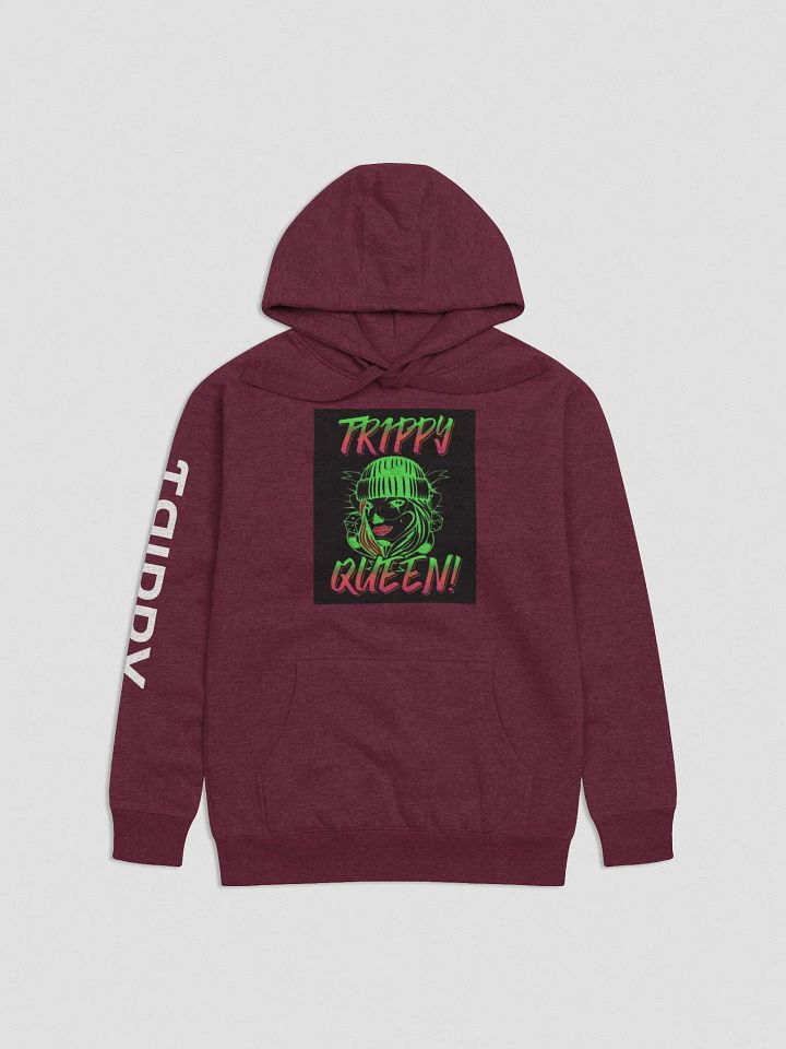 Trippy Queen Hoodie (Front Only) with White Sleeve Detail. product image (1)