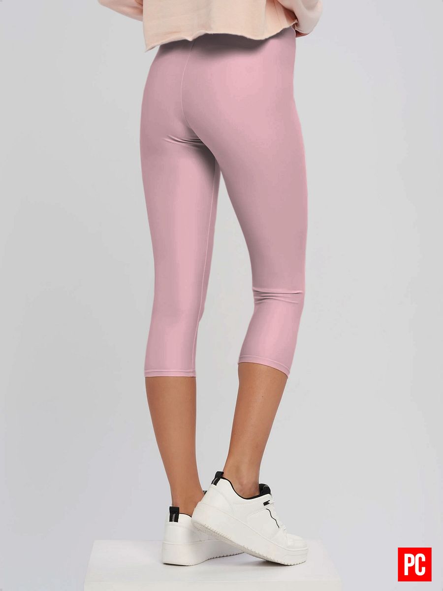Plain Color Pink Capri Leggings product image (3)