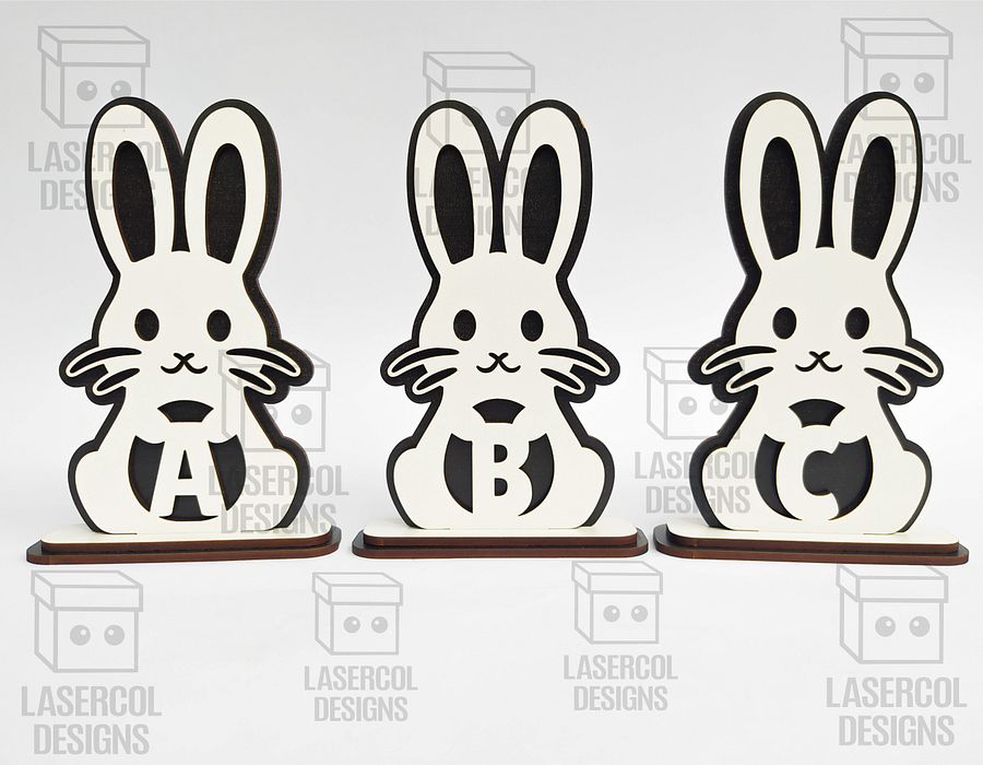 Easter Bunny Monogram Set 2 (3 Sizes) - Laser Cut Files product image (10)