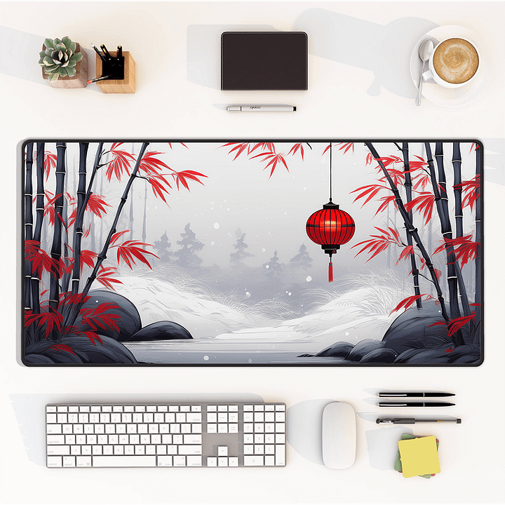 Snowy Lantern Large Desk Mat (15.5 x 31.5) product image (1)