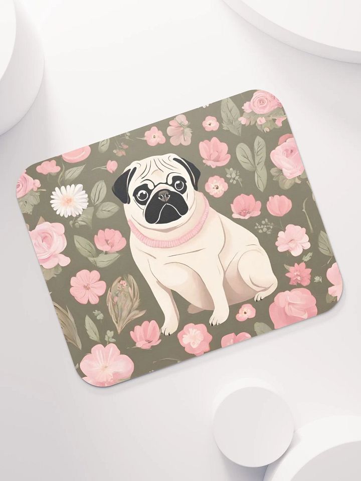 Floral Pattern Pug Mouse Pad product image (2)