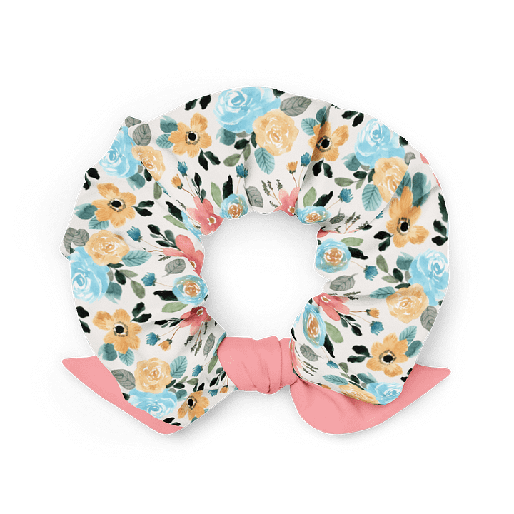 Floral Scrunchie with Pink Bow | Sustainable Hair Accessory product image (2)