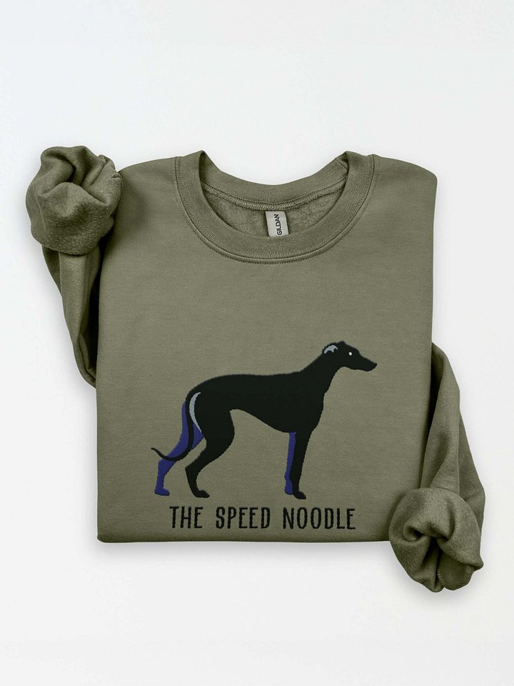 The Speed Noodle Sweatshirt (Embroidered) of an English Greyhound(Black) product image (1)