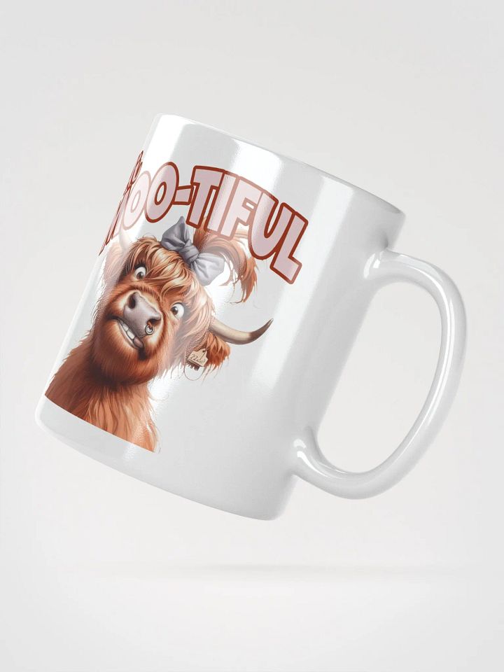 "Hi Moo-tiful." Funny Cow. White glossy mug product image (1)