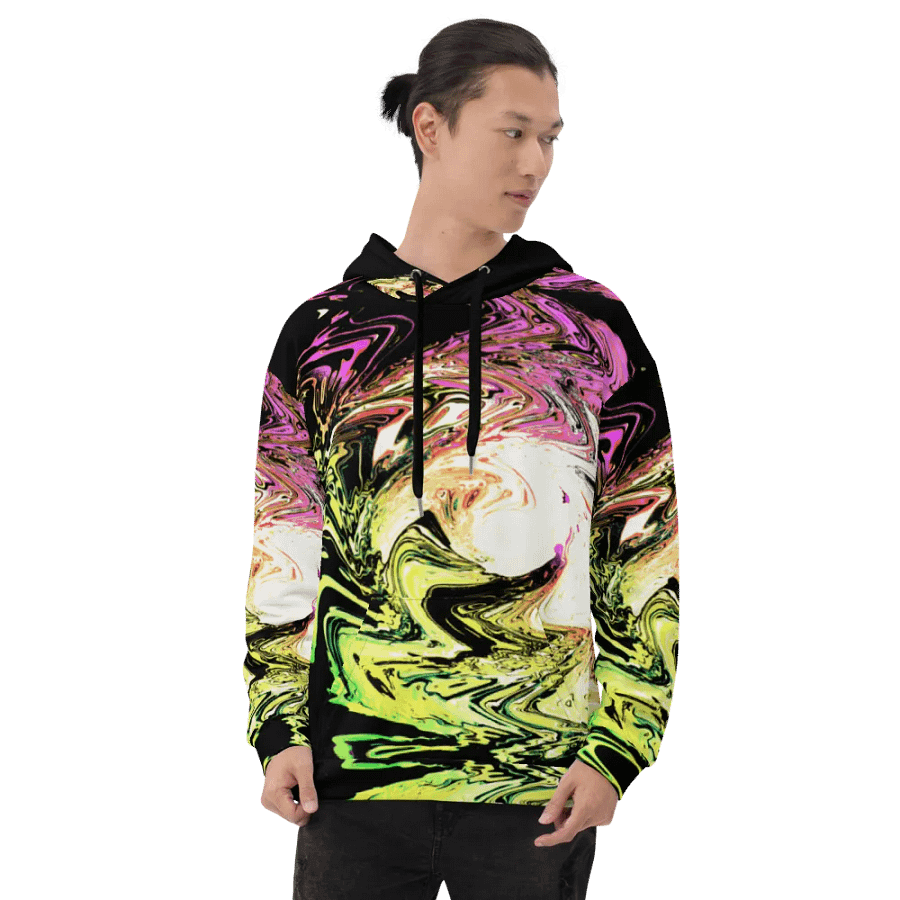 Abstract Neon Daisy Swirl All Over Print Pull Over Hoodie product image (8)