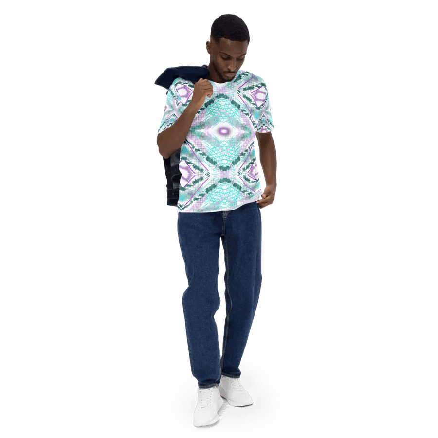 Aqua Mesh Geometric Design T-Shirt product image (5)