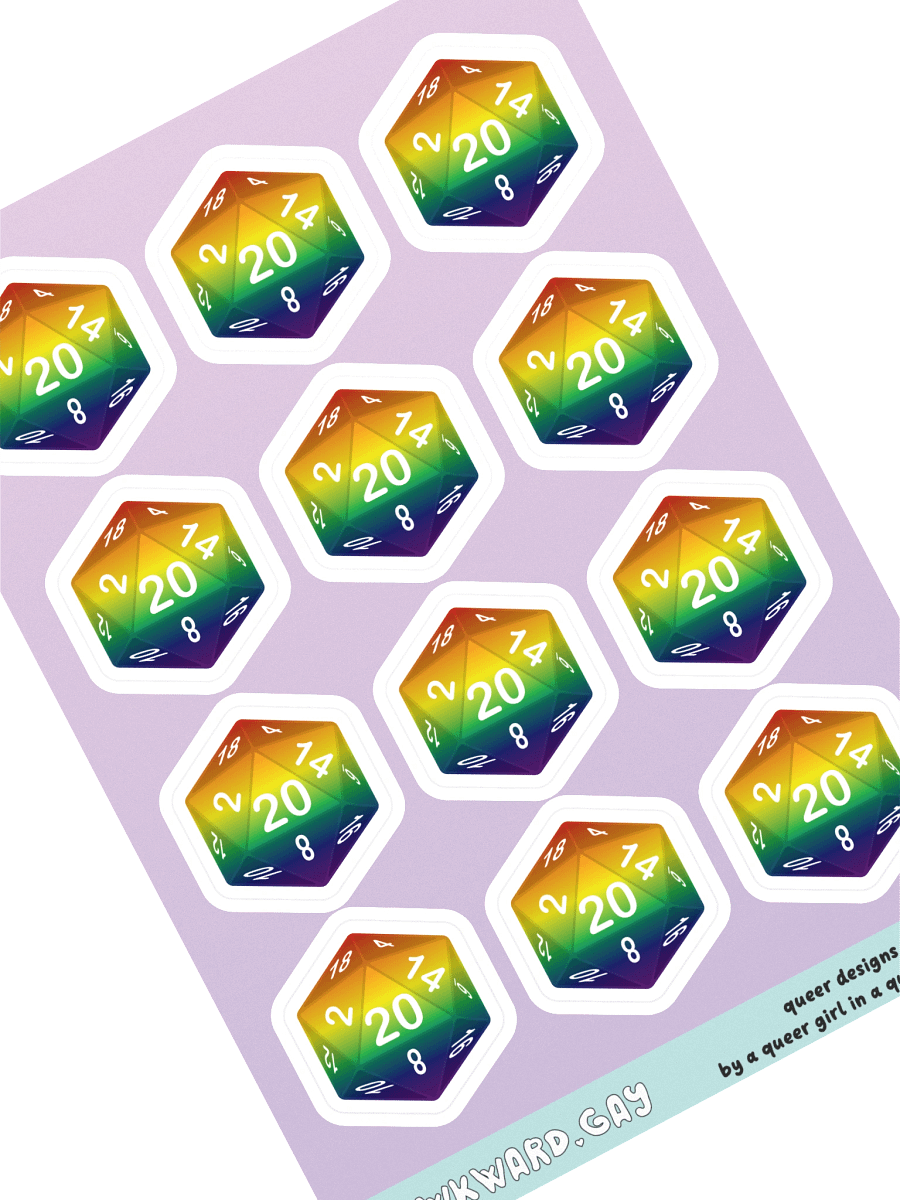 Rainbow Pride D20 Sticker Sheet product image (1)