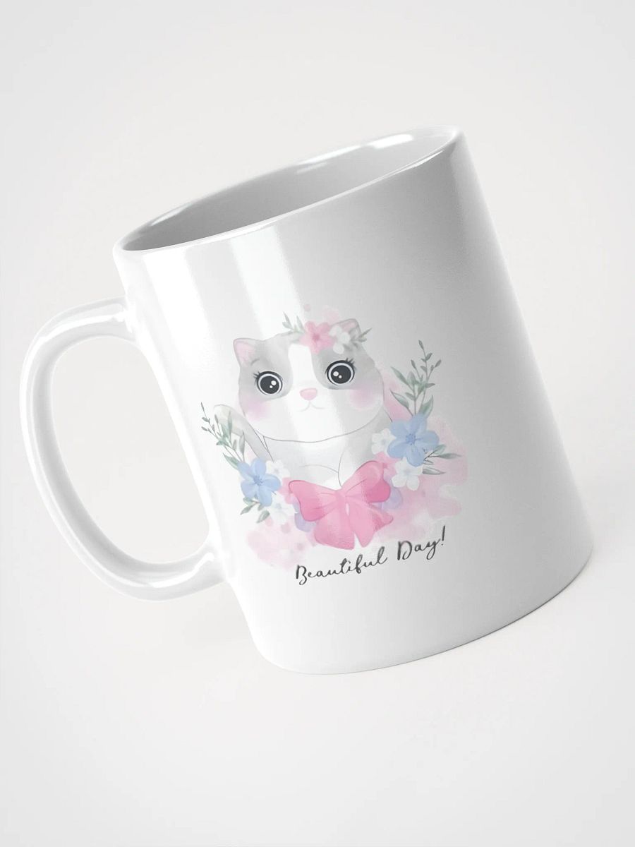 White Glossy Mug Cute Little Kitty product image (3)