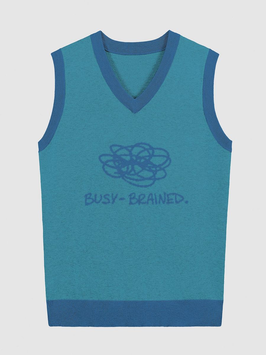 BUSY-BRAINED (lg. design, teal and blue) knitwear vest product image (1)