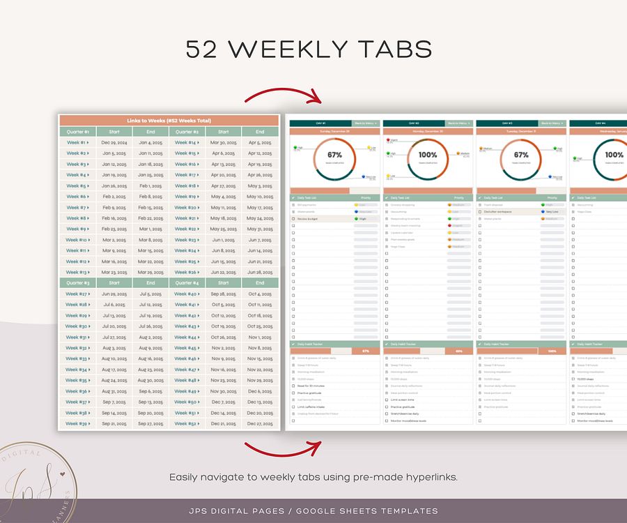 Weekly Recurrent Planner, Digital Planner Spreadsheet, Google Sheets Template product image (6)
