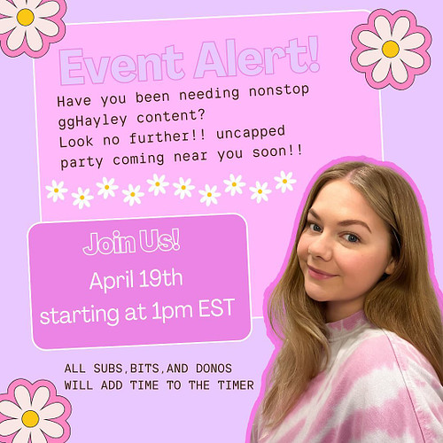 Super excited to announce this 💖

Uncapped fun. Uncapped ggHayley content. MARK YOUR CALENDARS. 💖 #twitch #twitchpartner #twi...