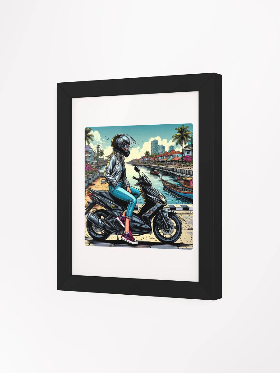 Scooter City Vibes Poster | Biker girl in Makassar city Indonesia by AI product image (68)