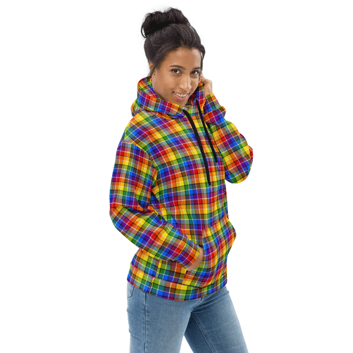 Bright Rainbow Plaid Hoodie product image (1)