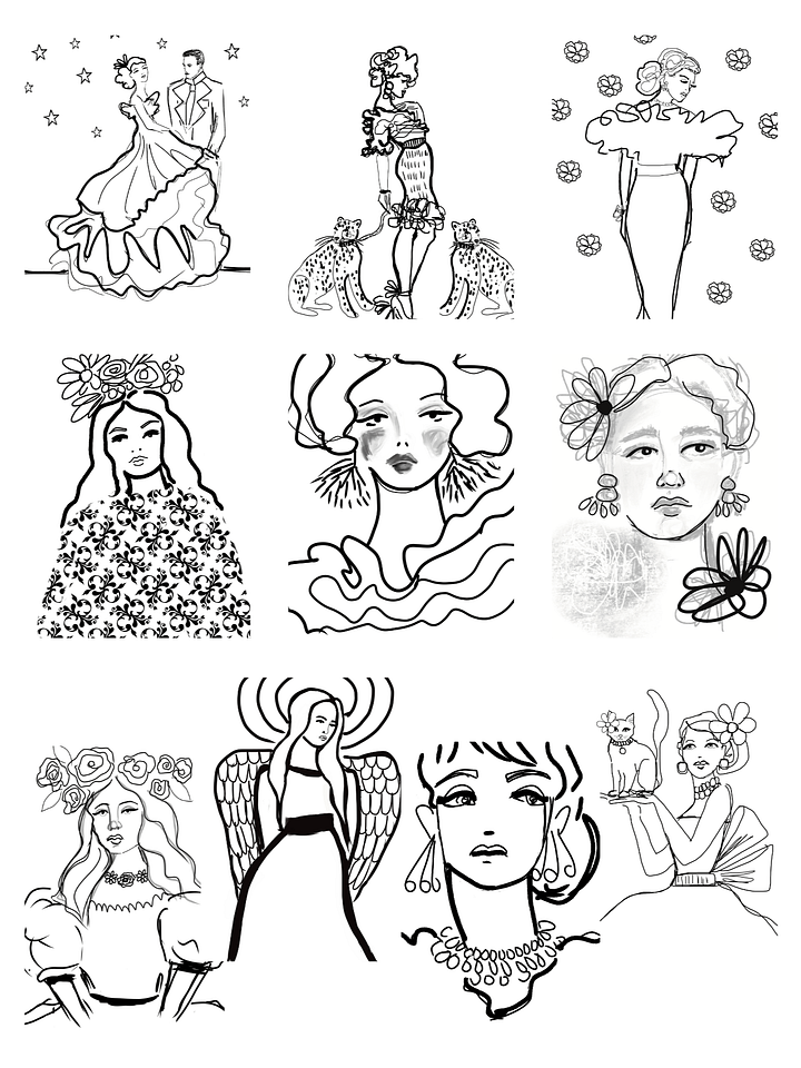 Hand Drawn Colouring Book - Belle of the Ball (Downloadable/Printable eBook) product image (2)