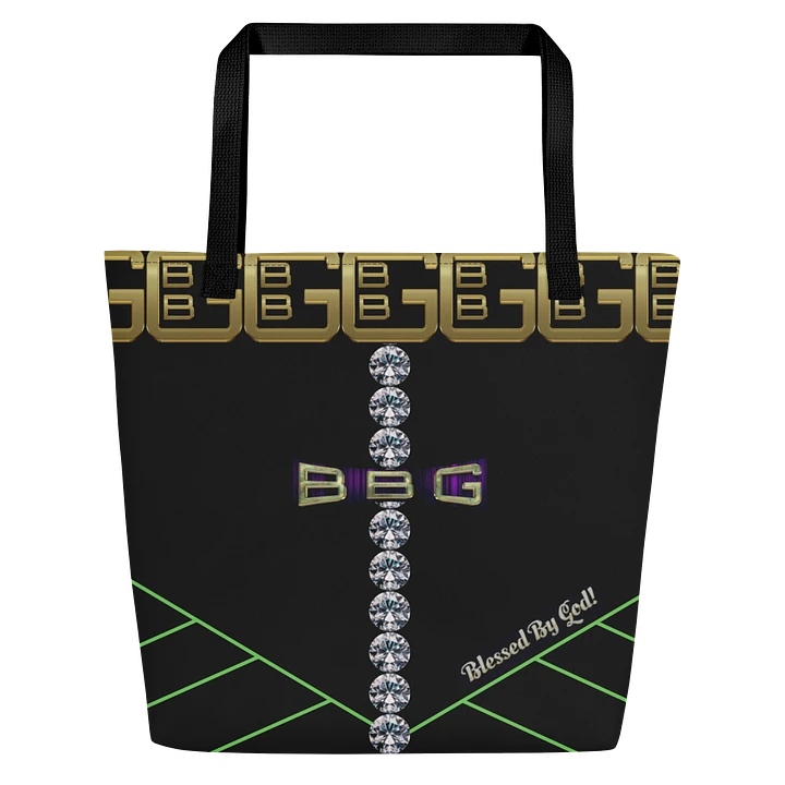 Black and Green Geometric with Diamonds BBG Tote Bag with Pocket product image (1)