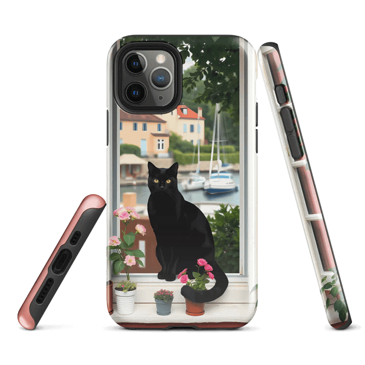 Black cat on the window iPhone® Tough Case product image (2)