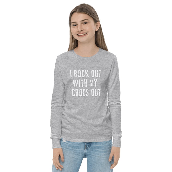 "I ROCK OUT WITH MY CROCS OUT" Kids Crew neck Long-Sleeved Shirt product image (20)