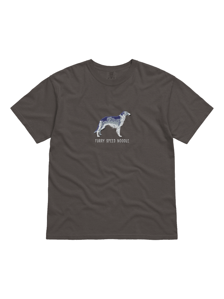 Furry Speed Noodle T-Shirt(Embroidered) of a Borzoi(Blue & White) product image (15)