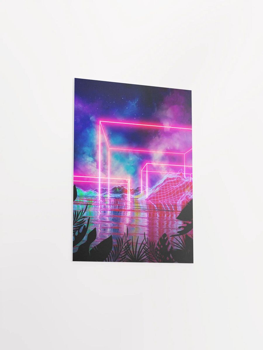 Neon palms landscape: Cube [synthwave/vaporwave/cyberpunk] — Aesthetic retrowave poster product image (9)