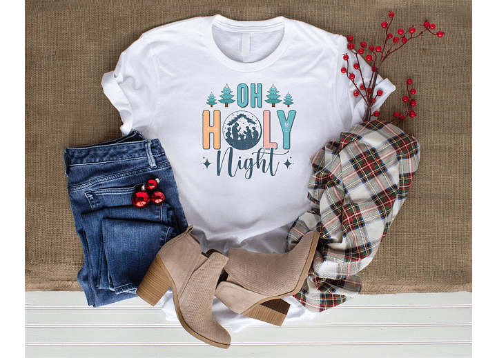 Oh Holy Night Christmas Tree T-Shirt product image (1)