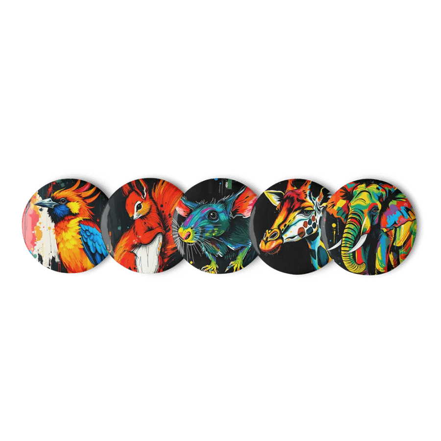 Vibrant animals Pin Button Set product image (1)