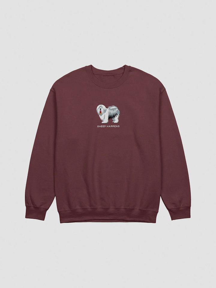 Sheep Happens Sweatshirt (Embroidered) of an Old English Sheepdog product image (7)