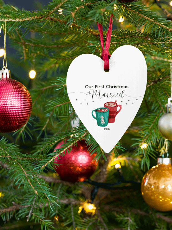 Our First Christmans Married Wooden Ornament | First Christmans Married Keepsake | Christmans Gift | First Married Christmas Gift product image (1)