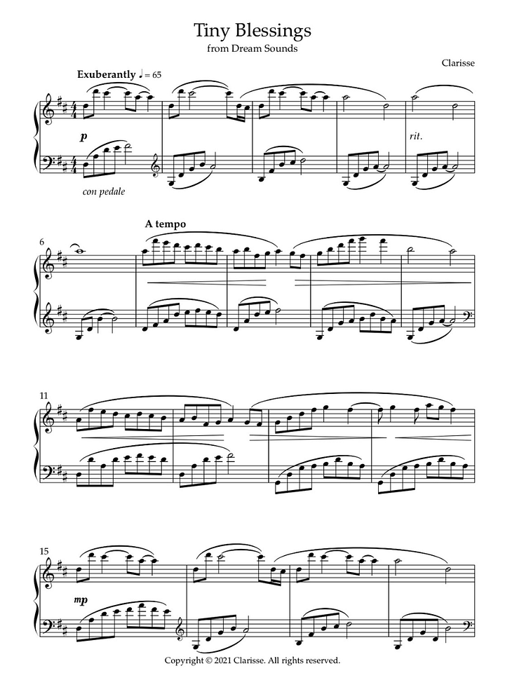 Tiny Blessings - Sheet Music product image (1)