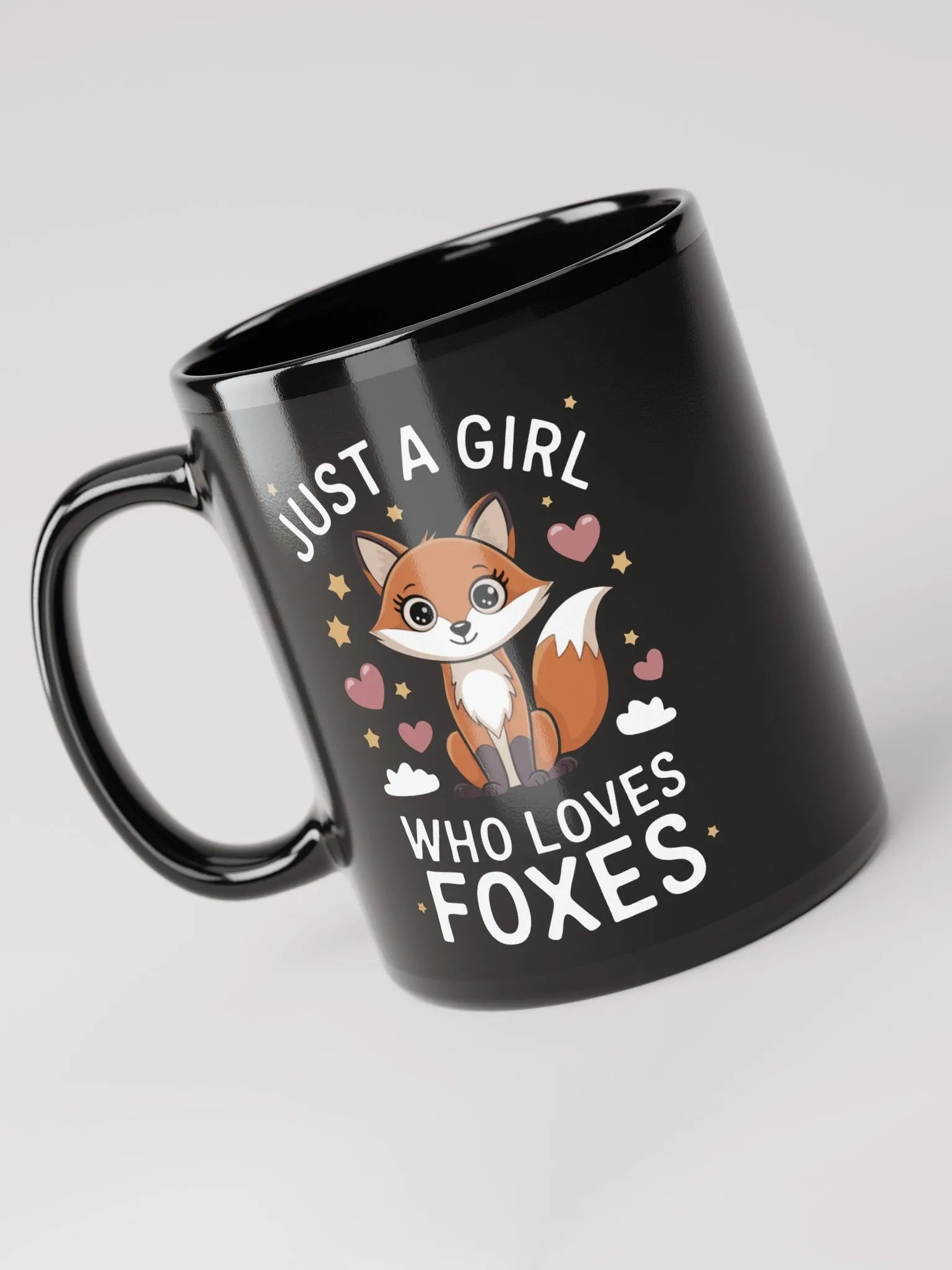 Just a Girl Who Loves Foxes Black Glossy Mug product image (3)