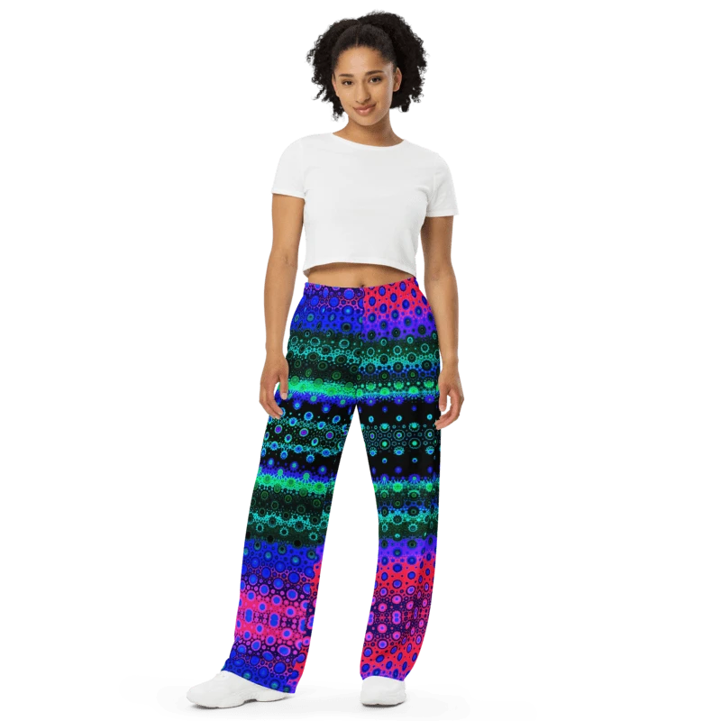 Abstract Multicoloured Pattern Unisex Wide Leg Trousers product image (11)