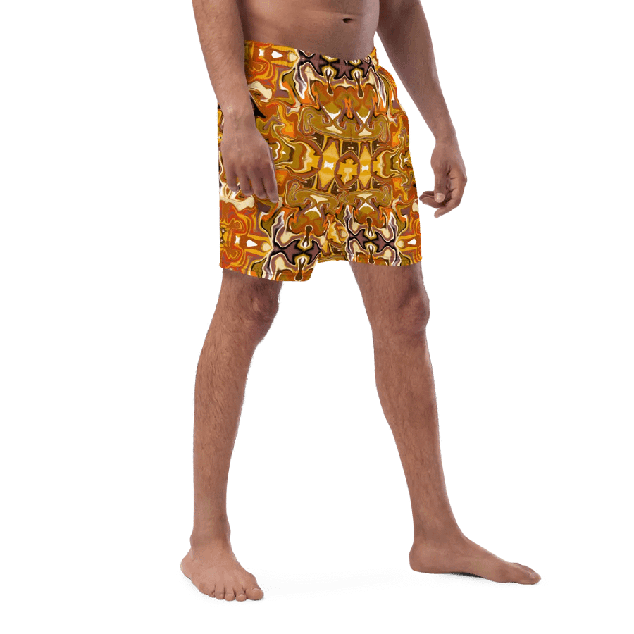 Symmetrical Splendor Brown African Inspired Design Swim Trunks product image (9)
