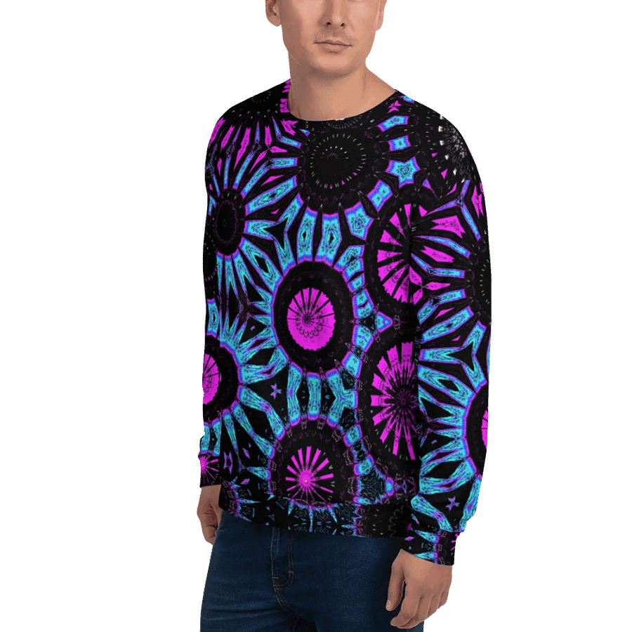 Abstract Circular Shapes in Turquoise, Black and Pink Unisex Sweatshirt product image (9)