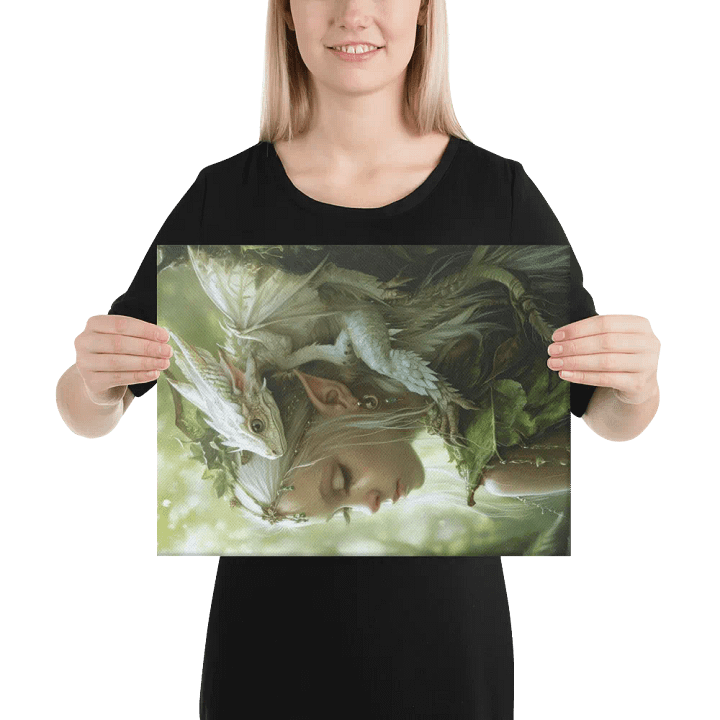 Young elf with her small dragon on the shoulder - Canvas product image (8)