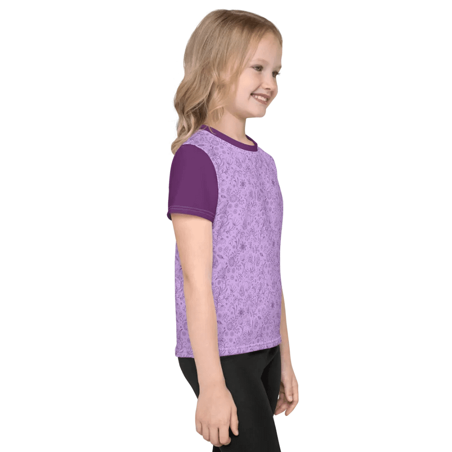 Light Purple Lilac Floral Kid's Crew neck T-shirt product image (8)