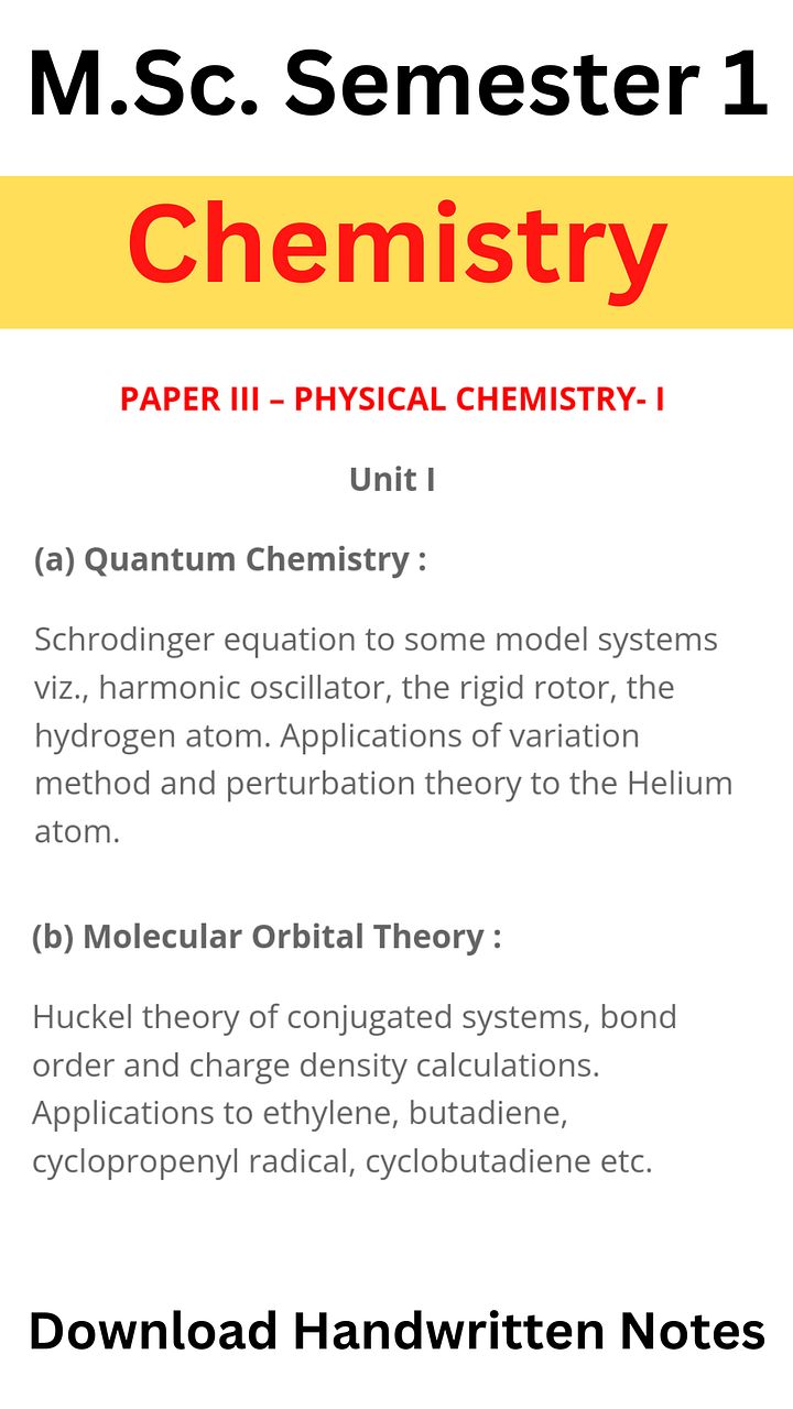 Physical Chemistry | Quantum Chemistry + HMOT | MSc Semester 1 | Handwritten Notes product image (2)