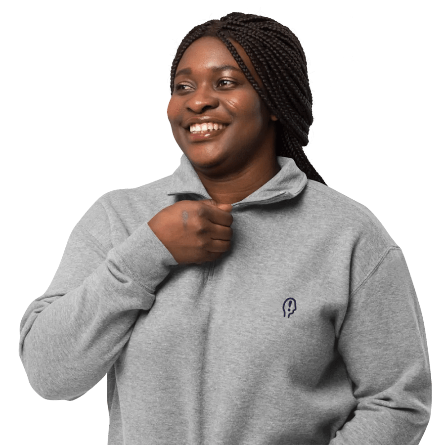 EXCLAIMING MENTALLY (navy) embroidered quarter zip product image (3)