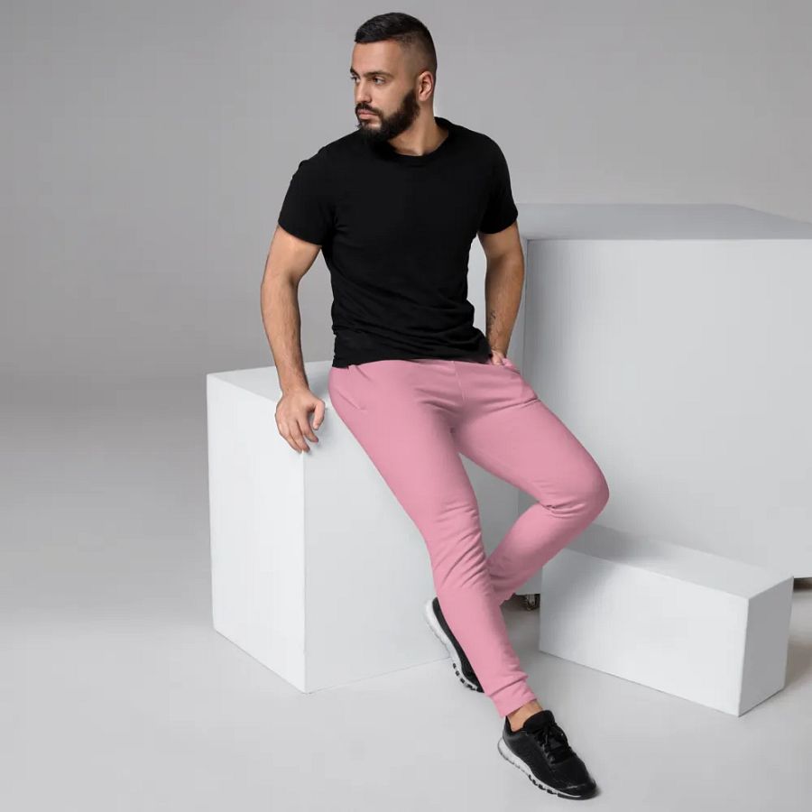 Plain Bubblegum Pink Soft Summer Recycled Polyester Premium Men's Joggers by Treasure Pie product image (3)