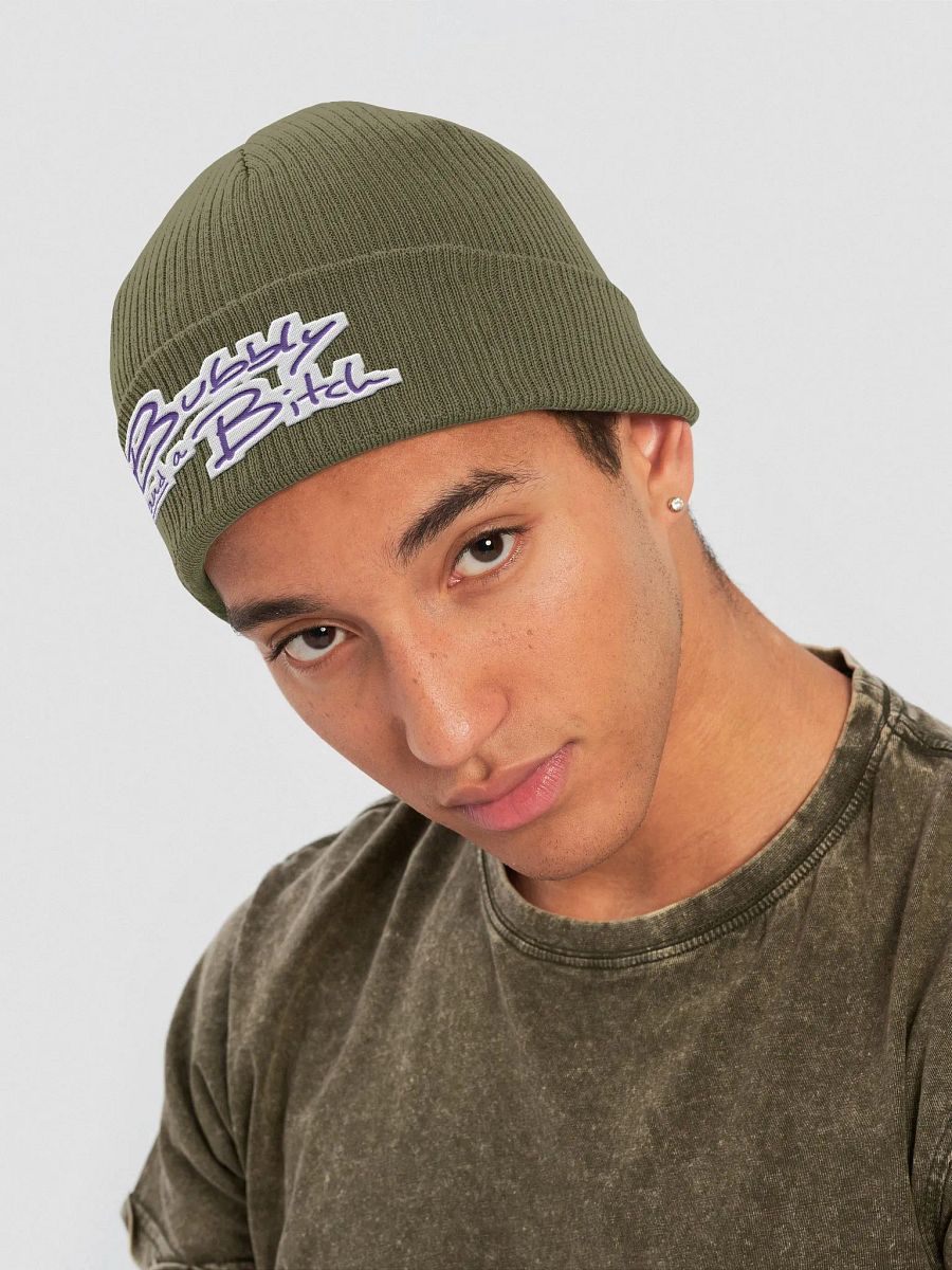 Bubbly and a B*tch (purple bubble design) embroidered organic beanie product image (14)