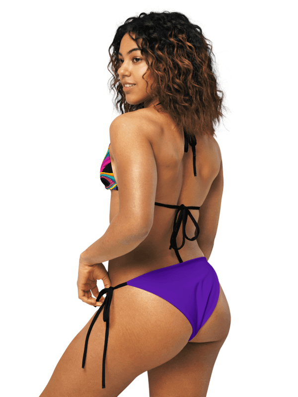 Low Rise Cheeky String Bikini, Mardi Gras Top, Purple Bottoms product image (5)