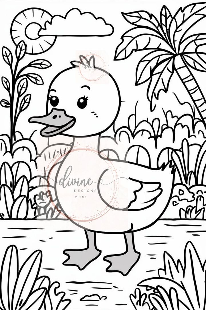 Cute Duckling coloring page 4 product image (1)